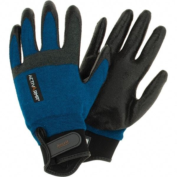 Ansell - Size XL, ANSI Cut Lvl A3, Abrasion Lvl 3, Cut Resistant Gloves - Palm Coated, Black/Blue - Industrial Tool & Supply