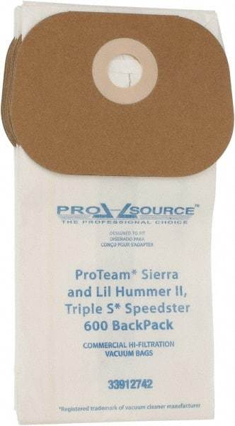PRO-SOURCE - Meltblown Polypropylene & Paper Vacuum Bag - For ProTeam Sierra & Lil Hummer II (Open top bag), Triple S Speedster 600 Backpack - Industrial Tool & Supply