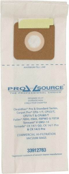PRO-SOURCE - Meltblown Polypropylene & Paper Vacuum Bag - For CleanMax Standard and Pro-Series, Tennant V-SMU-14, Tornado CK 14/1 QD, CK 14/1 Pro & CK 14/2 Pro, Carpet Pro CPU1/T, CPU2/T, CPU75/T & CPU85/T & Fuller Models FB90, FBP95, FBPHD & FBTM - Industrial Tool & Supply