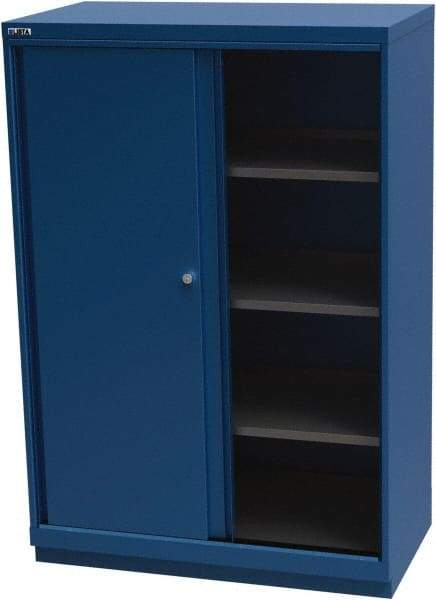 LISTA - 4 Shelf Sliding Door Storage Cabinet - Steel, 40-1/4" Wide x 22-1/2" Deep x 59-1/2" High, Blue - Industrial Tool & Supply
