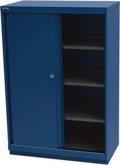 LISTA - 4 Shelf Sliding Door Storage Cabinet - Steel, 40-1/4" Wide x 22-1/2" Deep x 59-1/2" High, Blue - Industrial Tool & Supply