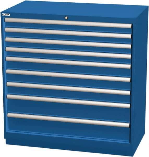 LISTA - 9 Drawer, Modular Storage Cabinet - Steel, 40-1/4" Wide x 22-1/2" Deep x 41-3/4" High, Blue - Industrial Tool & Supply