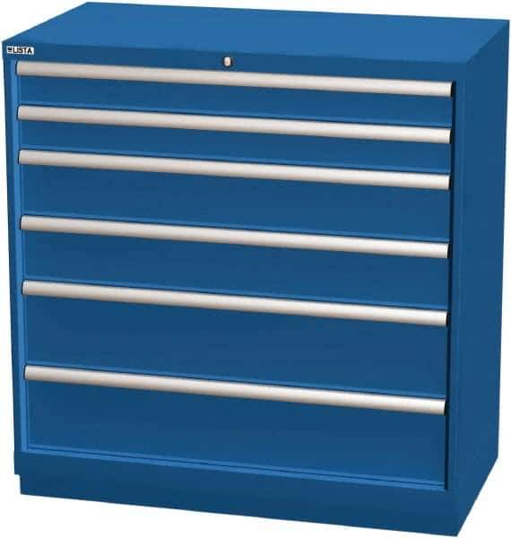 LISTA - 6 Drawer, Modular Storage Cabinet - Steel, 40-1/4" Wide x 22-1/2" Deep x 41-3/4" High, Blue - Industrial Tool & Supply