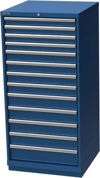 LISTA - 13 Drawer, Modular Storage Cabinet - Steel, 28-1/4" Wide x 28-1/2" Deep x 59-1/2" High, Blue - Industrial Tool & Supply