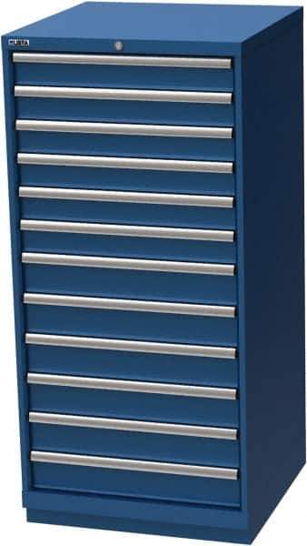 LISTA - 12 Drawer, Modular Storage Cabinet - Steel, 28-1/4" Wide x 28-1/2" Deep x 59-1/2" High, Blue - Industrial Tool & Supply