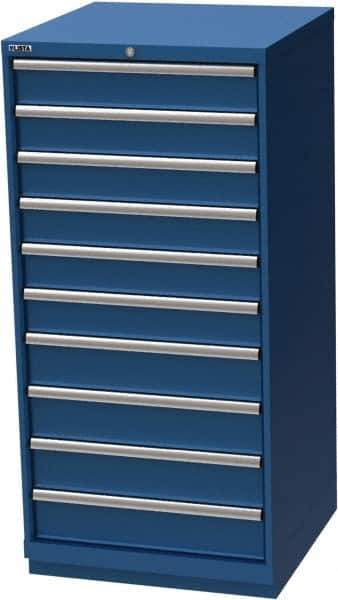 LISTA - 10 Drawer, Modular Storage Cabinet - Steel, 28-1/4" Wide x 28-1/2" Deep x 59-1/2" High, Blue - Industrial Tool & Supply