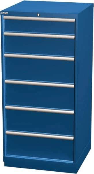 LISTA - 6 Drawer, Modular Storage Cabinet - Steel, 28-1/4" Wide x 28-1/2" Deep x 59-1/2" High, Blue - Industrial Tool & Supply