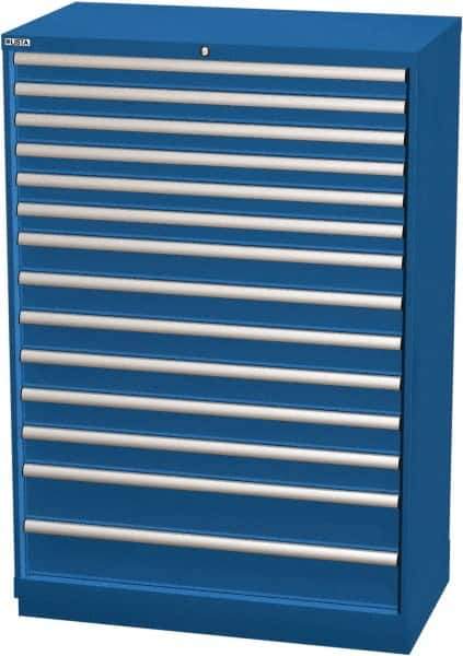 LISTA - 14 Drawer, Modular Storage Cabinet - Steel, 40-1/4" Wide x 22-1/2" Deep x 59-1/2" High, Blue - Industrial Tool & Supply