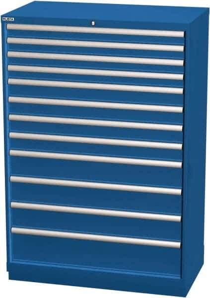 LISTA - 12 Drawer, Modular Storage Cabinet - Steel, 40-1/4" Wide x 22-1/2" Deep x 59-1/2" High, Blue - Industrial Tool & Supply