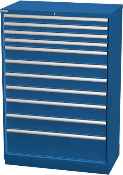 LISTA - 11 Drawer, Modular Storage Cabinet - Steel, 40-1/4" Wide x 22-1/2" Deep x 59-1/2" High, Blue - Industrial Tool & Supply