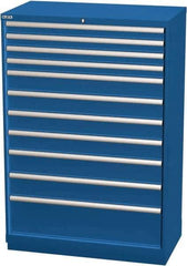 LISTA - 11 Drawer, Modular Storage Cabinet - Steel, 40-1/4" Wide x 22-1/2" Deep x 59-1/2" High, Blue - Industrial Tool & Supply