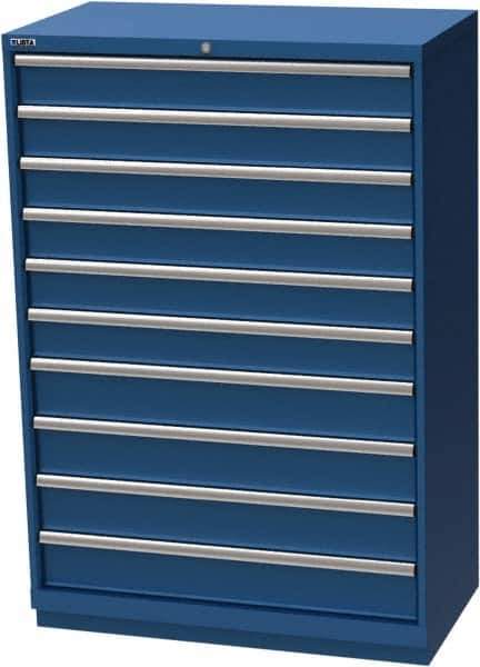 LISTA - 10 Drawer, Modular Storage Cabinet - Steel, 40-1/4" Wide x 22-1/2" Deep x 59-1/2" High, Blue - Industrial Tool & Supply