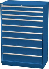 LISTA - 9 Drawer, Modular Storage Cabinet - Steel, 40-1/4" Wide x 22-1/2" Deep x 59-1/2" High, Blue - Industrial Tool & Supply