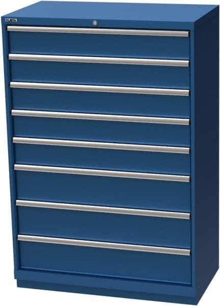 LISTA - 8 Drawer, Modular Storage Cabinet - Steel, 40-1/4" Wide x 22-1/2" Deep x 59-1/2" High, Blue - Industrial Tool & Supply