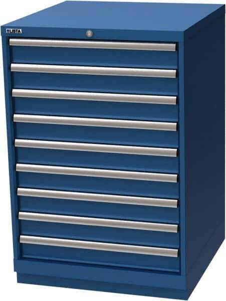 LISTA - 9 Drawer, Modular Storage Cabinet - Steel, 28-1/4" Wide x 28-1/2" Deep x 41-3/4" High, Blue - Industrial Tool & Supply