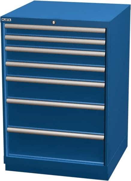 LISTA - 7 Drawer, Modular Storage Cabinet - Steel, 28-1/4" Wide x 28-1/2" Deep x 41-3/4" High, Blue - Industrial Tool & Supply