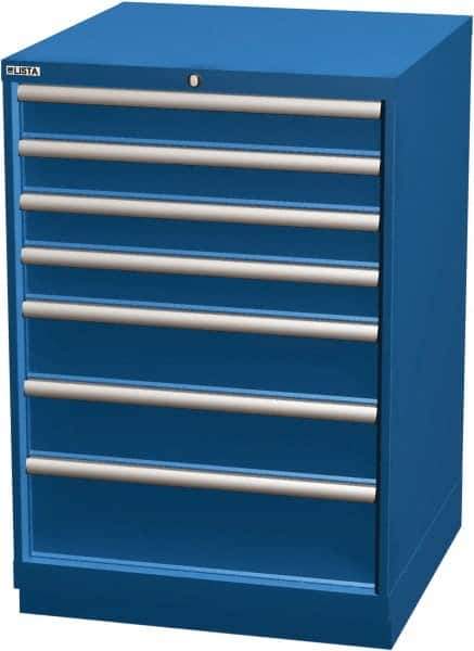 LISTA - 7 Drawer, Modular Storage Cabinet - Steel, 28-1/4" Wide x 28-1/2" Deep x 41-3/4" High, Blue - Industrial Tool & Supply