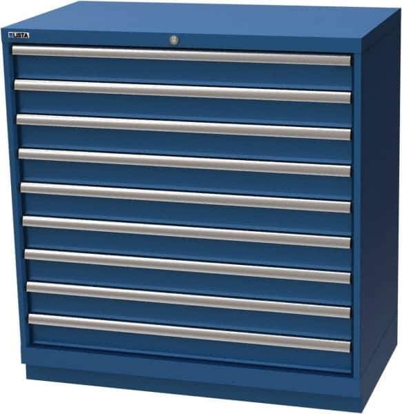 LISTA - 9 Drawer, Modular Storage Cabinet - Steel, 40-1/4" Wide x 22-1/2" Deep x 41-3/4" High, Blue - Industrial Tool & Supply