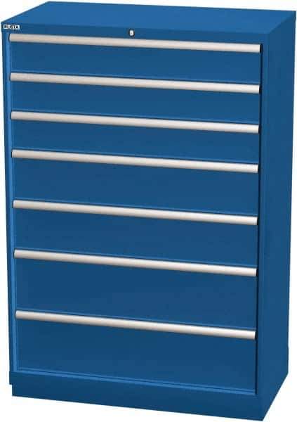 LISTA - 7 Drawer, Modular Storage Cabinet - Steel, 40-1/4" Wide x 22-1/2" Deep x 59-1/2" High, Blue - Industrial Tool & Supply