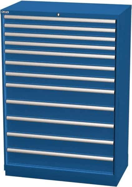 LISTA - 12 Drawer, Modular Storage Cabinet - Steel, 40-1/4" Wide x 22-1/2" Deep x 59-1/2" High, Blue - Industrial Tool & Supply
