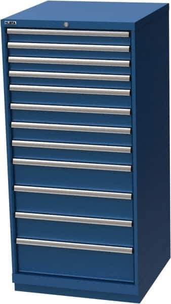 LISTA - 12 Drawer, Modular Storage Cabinet - Steel, 28-1/4" Wide x 28-1/2" Deep x 59-1/2" High, Blue - Industrial Tool & Supply