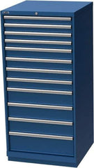 LISTA - 12 Drawer, Modular Storage Cabinet - Steel, 28-1/4" Wide x 28-1/2" Deep x 59-1/2" High, Blue - Industrial Tool & Supply