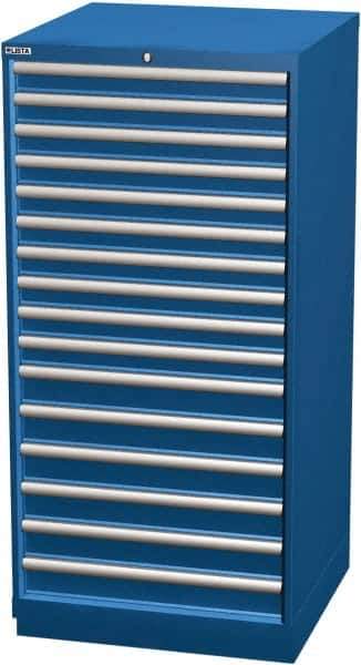 LISTA - 16 Drawer, Modular Storage Cabinet - Steel, 28-1/4" Wide x 28-1/2" Deep x 59-1/2" High, Blue - Industrial Tool & Supply