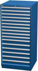 LISTA - 16 Drawer, Modular Storage Cabinet - Steel, 28-1/4" Wide x 28-1/2" Deep x 59-1/2" High, Blue - Industrial Tool & Supply