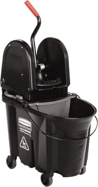 Rubbermaid - 35 Qt Plastic Steel Bucket & Wringer - 510.54mm Long x 927.1mm High x 398.78mm Wide, Black - Industrial Tool & Supply