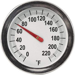 General - 8 Inch Long Stem, 2 Inch Dial Diameter, Back Connected Bi-Metal Thermometer - 220°Fahrenheit - Industrial Tool & Supply