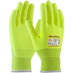 ‎34-8743FY/L Cut Resistant Gloves - MaxiFlex Cut - HiVis Yellow Eng Yarn Shell & Nitrile MicroFoam Grip - A2 - Exact Industrial Supply