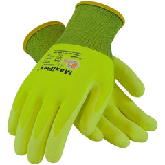 ‎34-874FY/S MaxiFlex Seamless Knits - MaxiFlex Ultimate - 15G HV Yellow Nylon Shell - HV Yellow Nitrile MicroFoam - Exact Industrial Supply