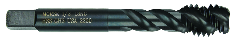 3/8-24 Dia. - H7 - HSS - Nitride & Steam Oxide- +.0035 Oversize Spiral Flute Tap - Industrial Tool & Supply