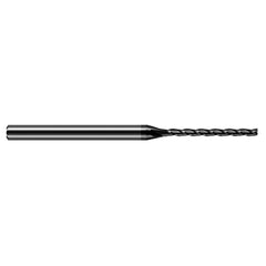 Miniature End Mills - Long Flute - 0.0250″ Cutter Diameter × 0.1250″ (1/8″) Length of Cut Carbide Square End Mill, 3 Flutes, Amorphous Diamond Coated