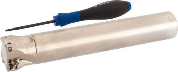 Seco - 1-1/2" Cut Diam, 0.354" Max Depth of Cut, 1-1/4" Shank Diam, 7.677" OAL, Indexable Square Shoulder End Mill - XO.X 10T3.. Inserts, Cylindrical Shank, 90° Lead Angle, Through Coolant, Series Turbo 10 - Industrial Tool & Supply