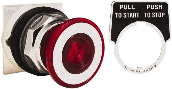 Schneider Electric - 30mm Mount Hole, Extended Straight, Pushbutton Switch Only - Round, Red Pushbutton, Maintained (MA), Weatherproof, Dust and Oil Resistant - Industrial Tool & Supply