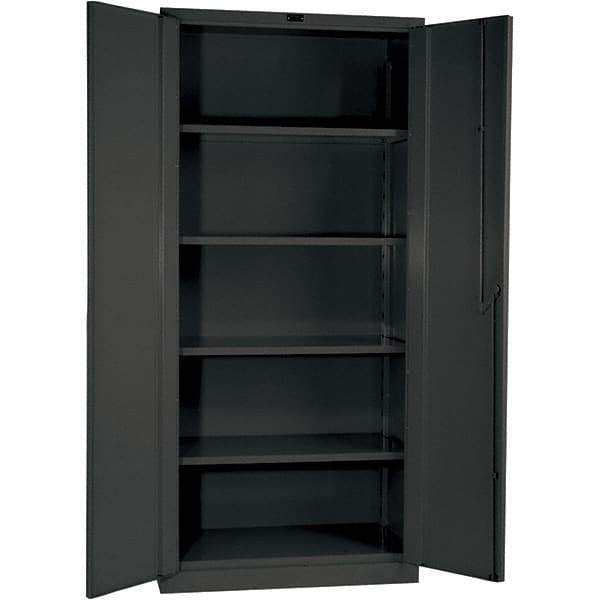 Hallowell - 4 Shelf Locking Storage Cabinet - Steel, 60" Wide x 24" Deep x 78" High, Gray - Industrial Tool & Supply