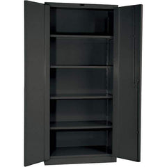 Hallowell - 4 Shelf Locking Storage Cabinet - Steel, 48" Wide x 24" Deep x 78" High, Gray - Industrial Tool & Supply