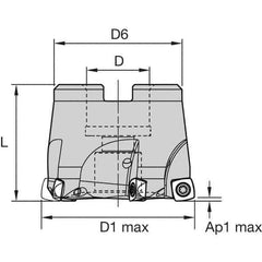 Kennametal - 6 Inserts, 50mm Cutter Diam, 1.5mm Max Depth of Cut, Indexable High-Feed Face Mill - 22mm Arbor Hole Diam, 40mm High, 7792VXD09 Toolholder, XD..090408 Inserts, Series 7792VX - Industrial Tool & Supply
