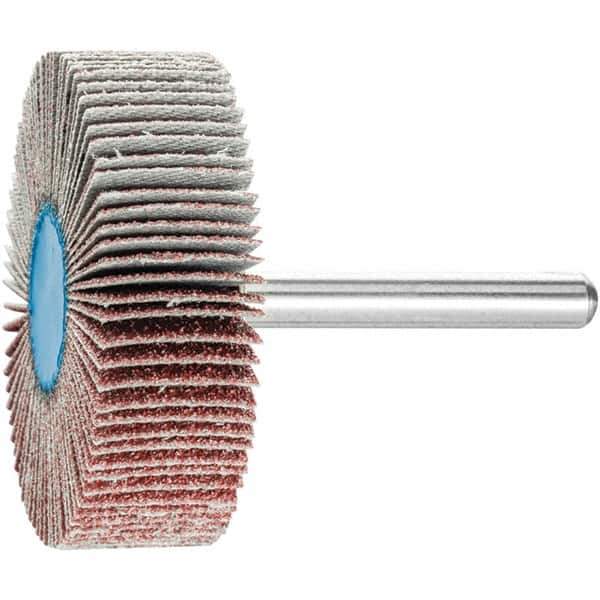PFERD - 2" Diam x 1/2" Face Width, Aluminum Oxide Coated Mounted Flap Wheel - 1/4" Shank Mount, 60 Grit, 23,000 Max RPM - Industrial Tool & Supply