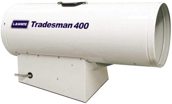 LB White - 250,000 to 400,000 BTU Rating, Propane Forced Air Heater with Thermostat - 9,000 Sq Ft Max Heating Area, 2 to 100 Lb Cylinders Capacity, Fuel with Propane - Industrial Tool & Supply