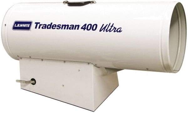 LB White - 250,000 to 400,000 BTU Rating, Propane Forced Air Heater with Thermostat - 9,000 Sq Ft Max Heating Area, 2 to 100 Lb Cylinders Capacity, Fuel with Propane - Industrial Tool & Supply