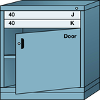 Bench-Standard Cabinet - 2 Drawers - Base Shelf - Adjustable Shelf - Lockable Swing Door - 30 x 28-1/4 x 33-1/4" - Multiple Drawer Access - Industrial Tool & Supply