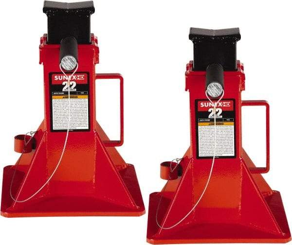 Sunex Tools - 22 Ton Load Capacity Ratcheting Jack Stand - 11-13/16 to 19-3/4" High, 10" Base Width, 2-5/16" Saddle Length x 3-1/2" Saddle Width - Industrial Tool & Supply