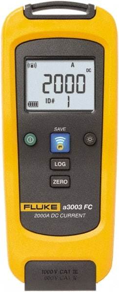 Fluke - A3003FC, CAT IV, CAT III, Digital Wireless Clamp Meter with 2.5197" Clamp On Jaws - 2000 AC/DC Amps, 2000 DC Amps, Measures Current - Industrial Tool & Supply