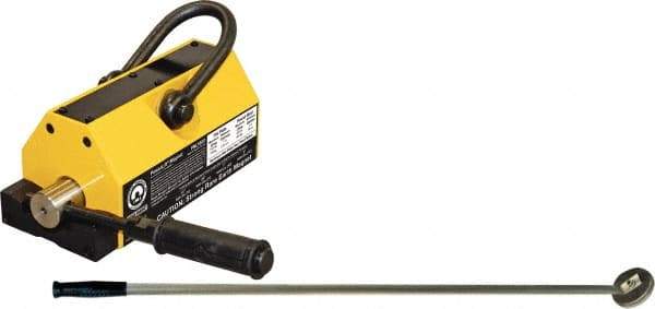 Mag-Mate - 1,600 Lb Load Capacity, Magnetic Lifter - 8-7/8" High x 4-7/8" Wide, 4" Head/Holder Diam, 2 Poles, For Use with Flat & Round Ferrous Metal - Industrial Tool & Supply