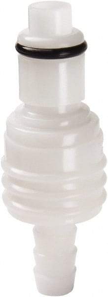 Parker - 1/8" Nominal Flow, 1/4" ID, Hose Barb Valved Inline Coupling Insert - 120 Max psi, -40 to 180°F, Acetal Copolymer/Stainless Steel Coupling, Nitrile O-Ring - Industrial Tool & Supply