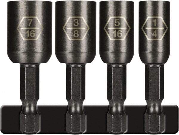 Montana - 4 Piece, Magnetic Nutsetter - 1/4" Drive - Industrial Tool & Supply