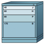 32.25 x 28.25 x 30'' (4 Drawers) - Pre-Engineered Modular Drawer Cabinet Bench Height (88 Compartments) - Industrial Tool & Supply