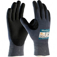 ATG - Size M, ANSI Cut Lvl A3, Puncture Lvl 2, Abrasion Lvl 4, Nitrile Coated Engineered Yarn Cut Resistant Gloves - Palm & Fingers Coated, Knit Wrist, Blue, Paired - Industrial Tool & Supply